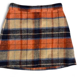 Lulus Plaid A-Line Skirt in Orange and Blue